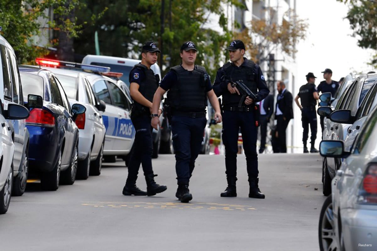 Police forensic experts examine in front of the Israeli Embassy in Ankara, Turkey, September 21, 2016. REUTERS/Umit Bektas