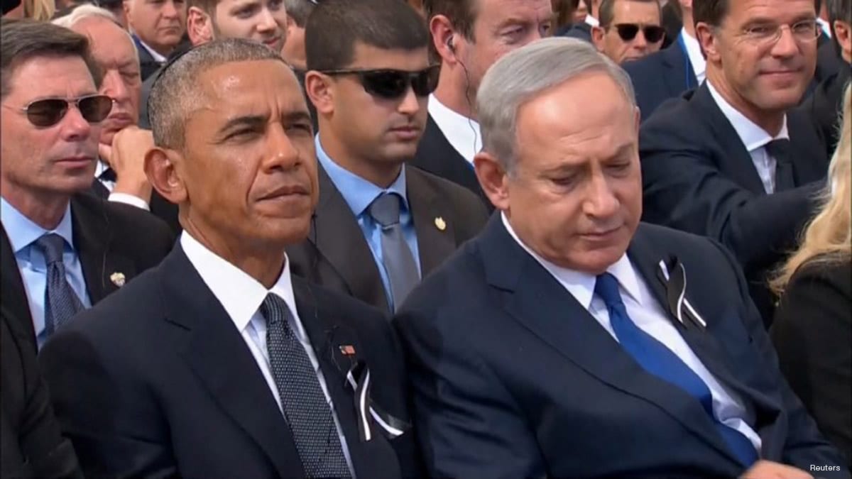 Israel's Prime Minister Benjamin Netanyahu and U.S. President Barack Obama on September 30, 2016 [REUTERS/Pool via Reuters TV]