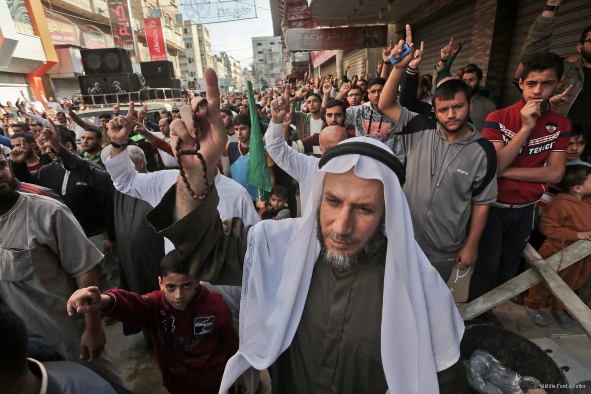 People protest in Gaza against the new Israeli law to ban the Islamic call to prayer in Jerusalem [apaimages]