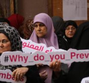 Female cancer patients in the Gaza Strip go on hunger strike in protest of an Israeli decision not to allow them to travel through the Erez crossing to seek medical care in Israel on December 21, 2016 [Mohammed Asad/Midle East Monitor]