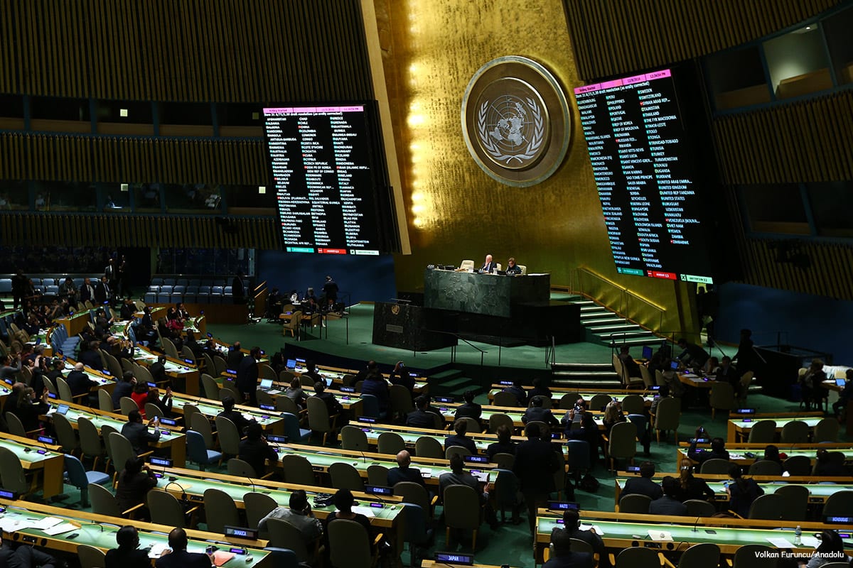 Image of the UN General Assembly meeting on Syria in New York, US on December 9 2016 [Volkan Furuncu/Anadolu]