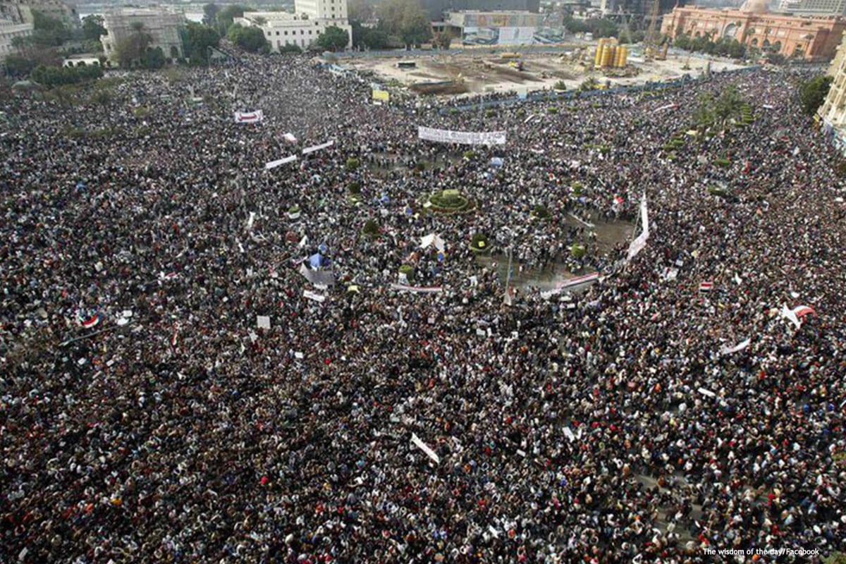 Egyptians come together, participating in the revolution that took place on 25th January 2011 [The wisdom of the day/Facebook]