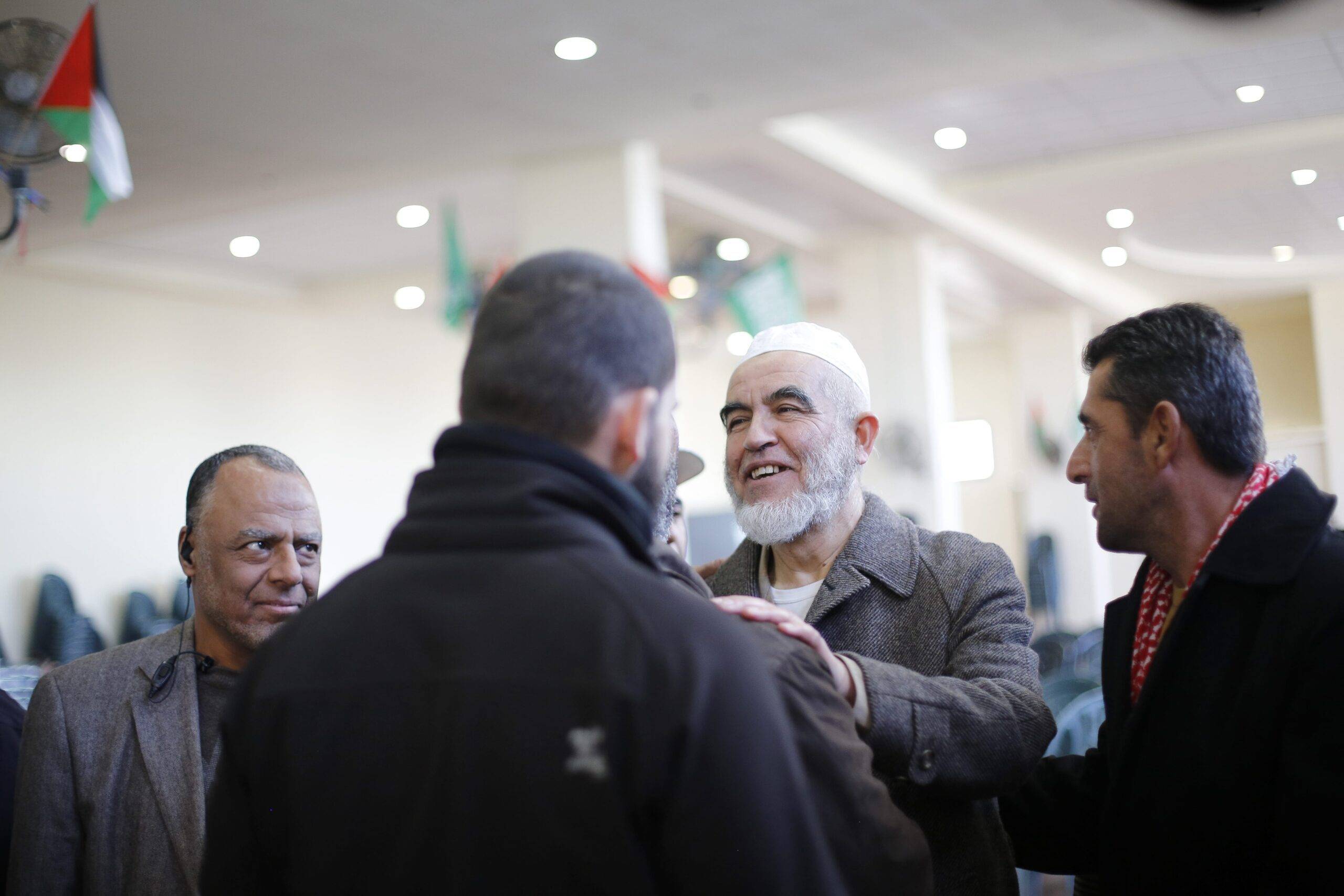 Image of Sheikh Raed Salah (2nd R) at his welcoming ceremony, after he was released from Israeli prison, in Israel on January 17 2017 [Mostafa Alkharouf/ Anadolu Agency]