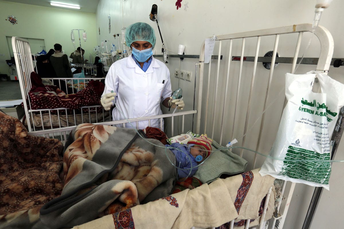 Image of children receiving treatment due to malnutrition problems in Yemen [Mohammed Hamoud/Anadolu Agency]