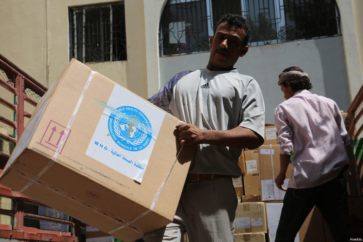 Image of UN medical and food aid in Taiz, Yemen, on 4 March 2017 [Abdulnasser Alseddik/Anadolu Agency]