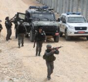 Israeli forces disrupted a Palestinian protest which demonstrated against the Israeli occupation over Palestinian lands in Bethlehem, West Bank on March 30, 2017. ( Issam Rimawi - Anadolu Agency )
