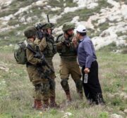 Israeli soldiers intervene in Palestinians, who gathered for a tree planting event on "Palestinian Land Day", in the Madma village of Nablus, West Bank on March 30, 2017. ( Nedal Eshtayah - Anadolu Agency )