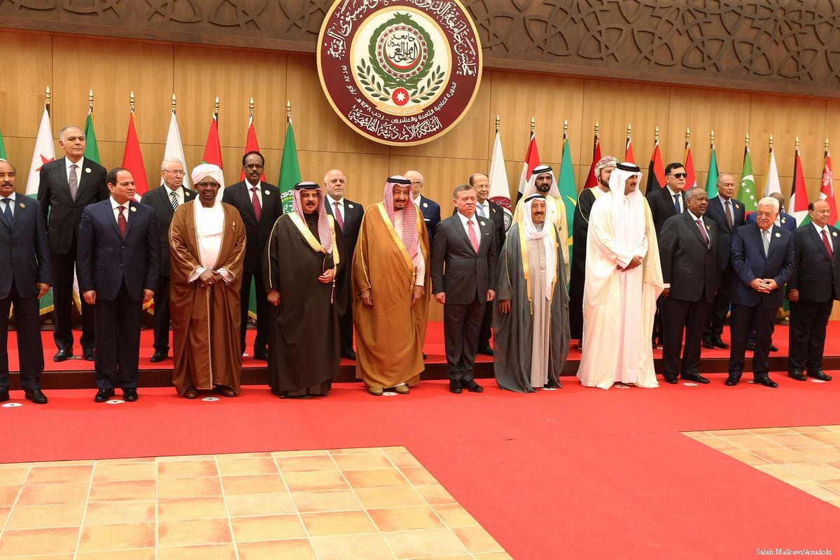 Arab League members at the 28th Arab League Summit in Amman, Jordan on 29 March 2017 [Salah Malkawi/Anadolu Agency]
