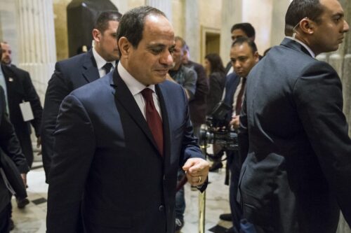 Egyptian President Abdulfettah el-Sisi arrives for a meeting with members of the U. House Foreign Affairs Committee in Washington, US on April 4, 2017. ( Samuel Corum - Anadolu Agency )