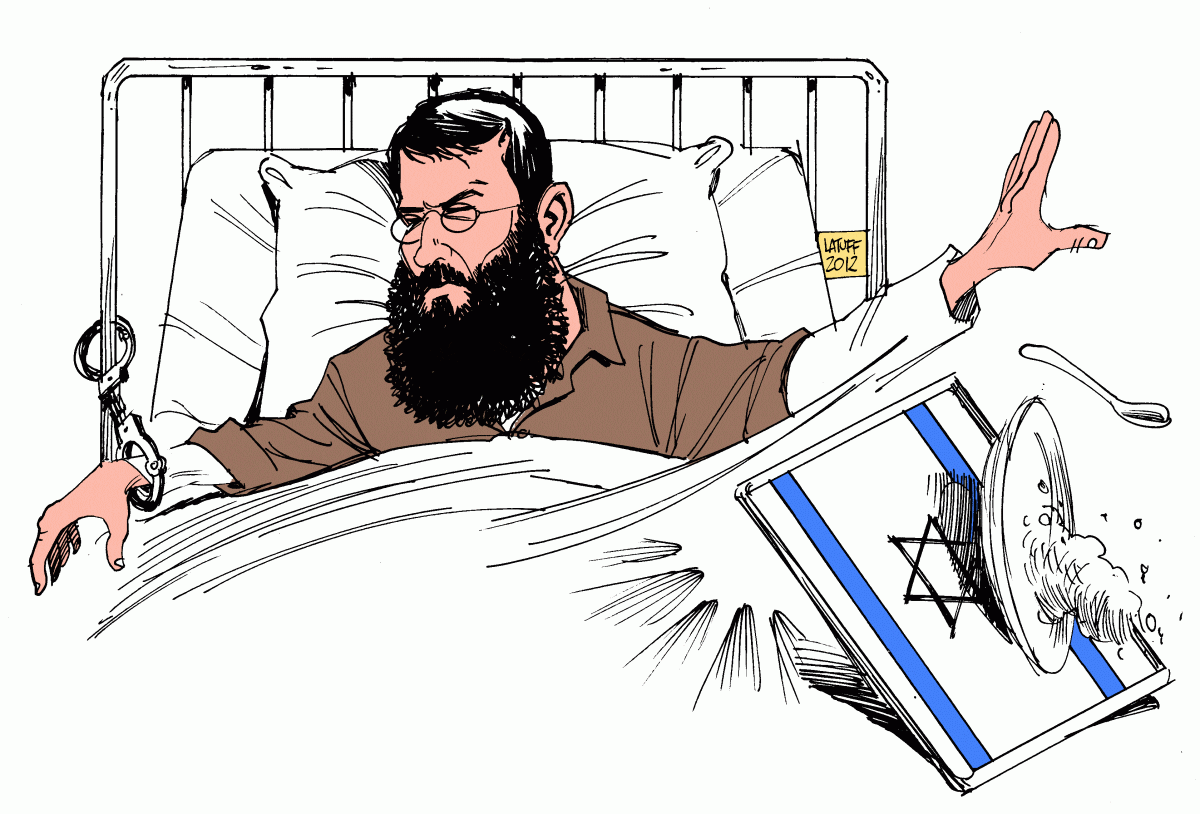 Hunger striking palestinian [Carlos Latuff/Wikipedia]