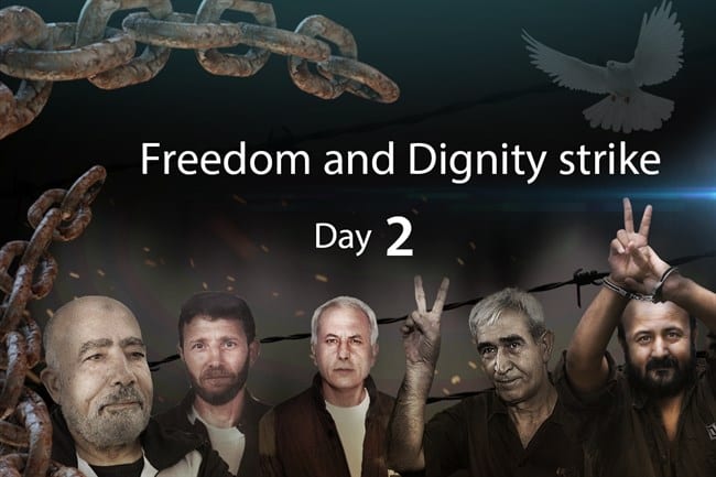Palestinian prisoners' hunger strike, Day 2 [Ma'an]