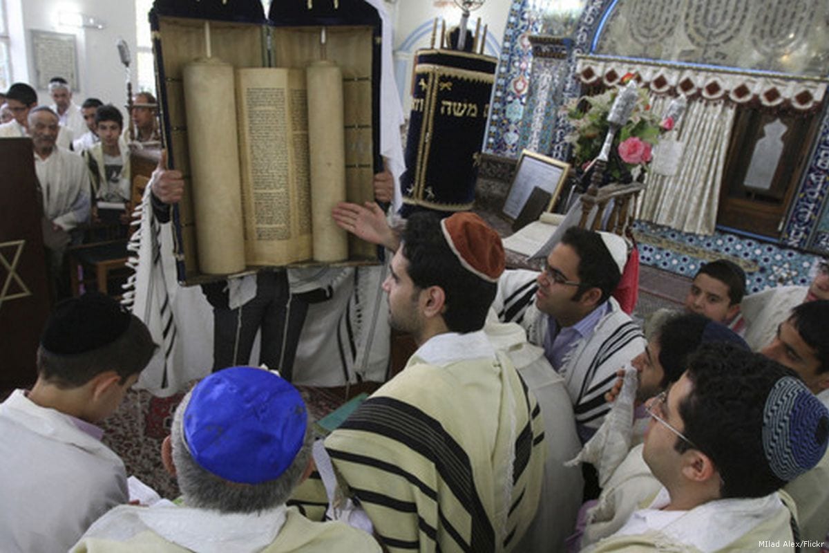 Iranian Jews attend a Shabbat service in Tehran, Iran on April 23rd 2013 [MIlad Alex/Flickr]