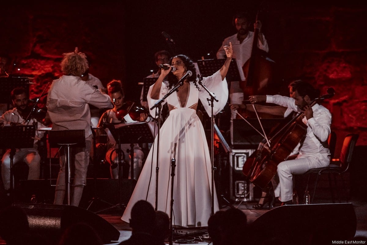 Tunisian singer, Emel Mathlouthi, performing at the 53rd Carthage Festival