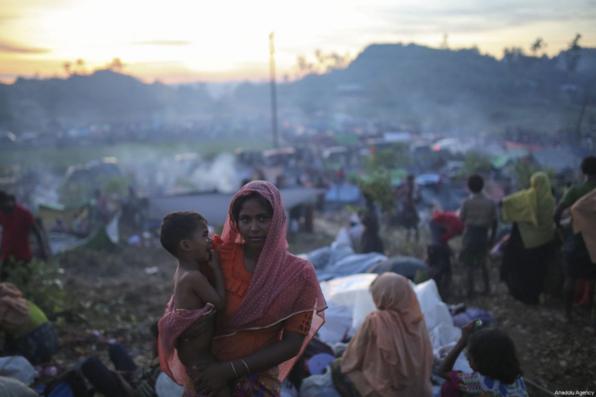 Rohingya Muslims, fled from ongoing military operations in Myanmar’s Rakhine state, is seen at a makeshift camp on hills at Cox's Bazar, Bangladesh on September 17, 2017 [Zakir Hossain Chowdhury / Anadolu Agency]