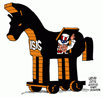 ISIS, a trojan horse made by the US - Cartoon [Latuff/MiddleEastMonitor]