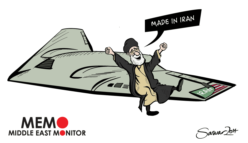 Iran copies US drone - Cartoon [Sarwar Ahmed/MiddleEastMonitor]