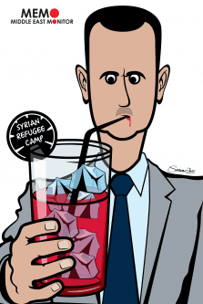 Syrian refugees and Assad - Cartoon [Sarwar Ahmed/MiddleEastMonitor]