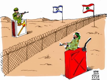 Israel, Lebanon tensions at the border - Cartoon [Latuff/MiddleEastMonitor]