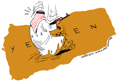 Saudi quagmire in Yemen - Cartoon [Latuff/MiddleEastMonitor]