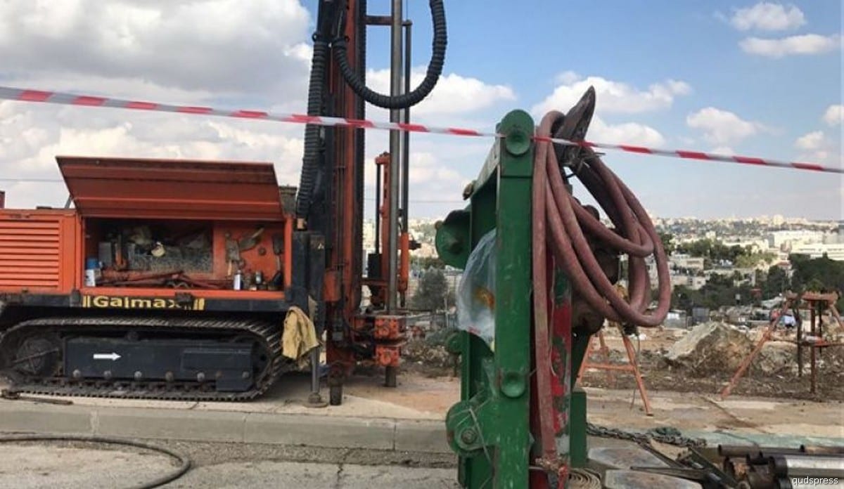 Construction material seen as work begins to expand the illegal Israeli settlement of Givat Hamatos in occupied East Jerusalem on 16 October 2017 [qudspress]