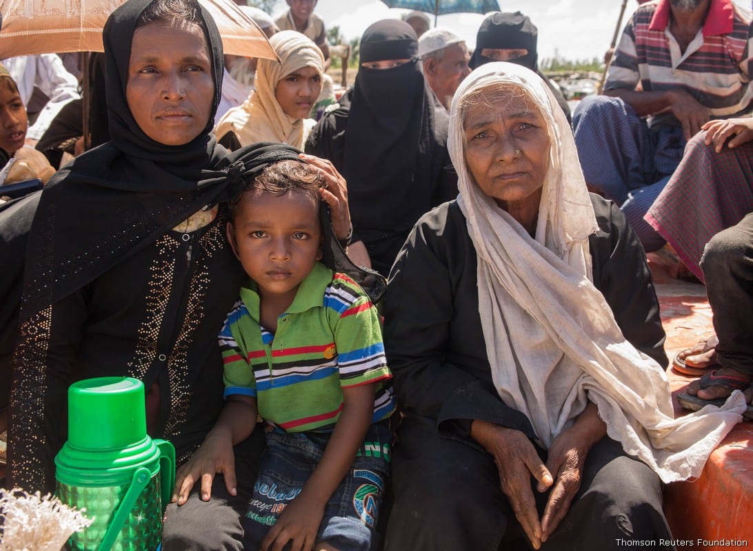 Rohingyas fleeing Myanmar, heading to Bangladesh on 10 October, 2017 [Stefanie Glinski/Thomson Reuters Foundation]