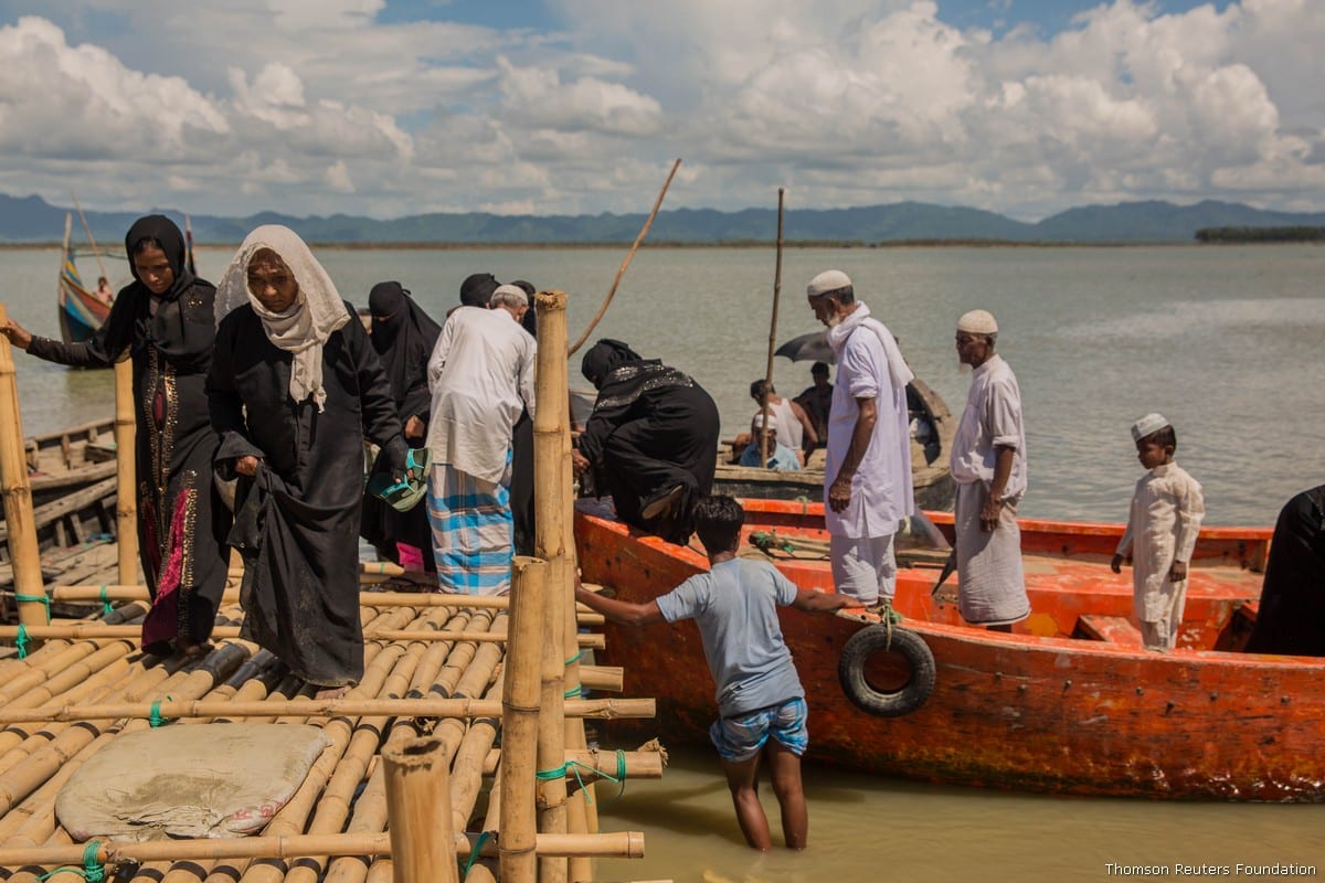 Rohingyas fleeing Myanmar, heading to Bangladesh on 10 October, 2017 [Stefanie Glinski/Thomson Reuters Foundation]