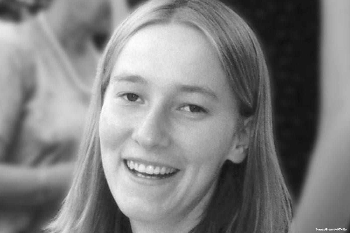 23-year-old Rachel Corrie who was crushed to death by Israeli bulldozers in Gaza in 2003 [NawalAlhawsawi/Twitter]