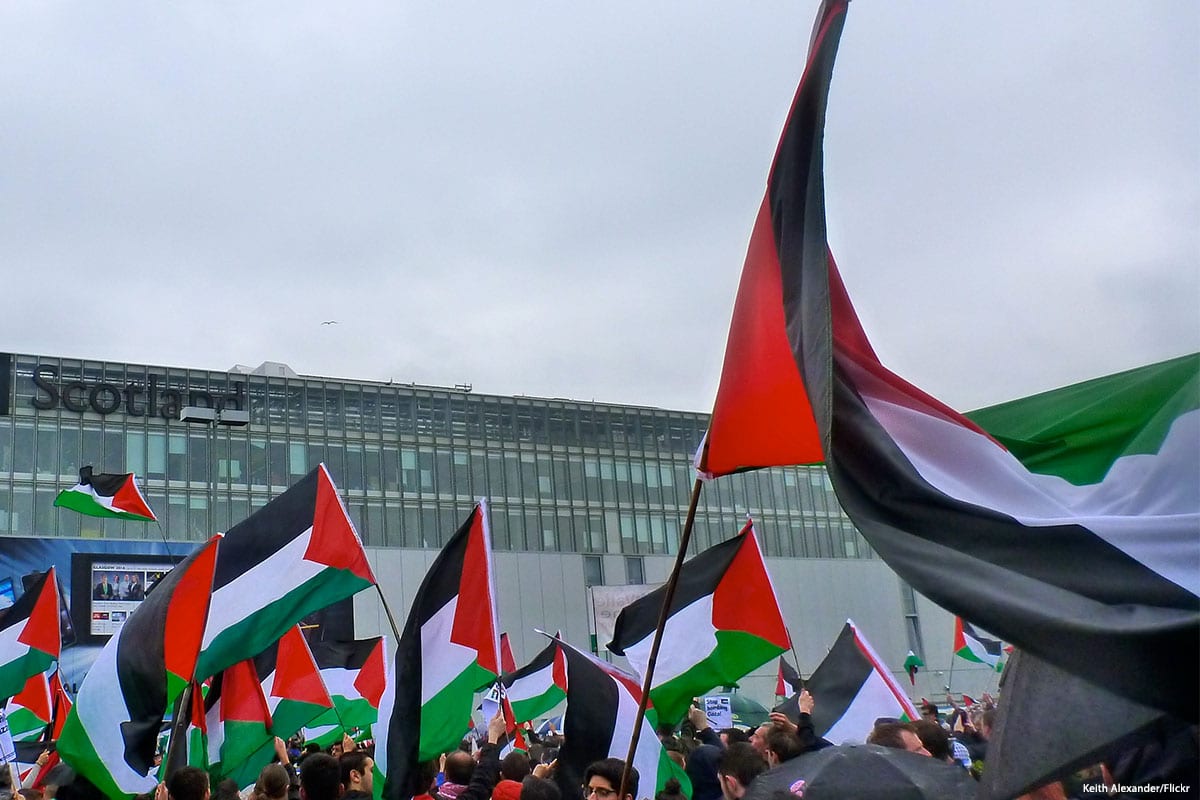 Activists come together to protest against the crisis in Gaza in Scotland, UK [Keith Alexander/Flickr]
