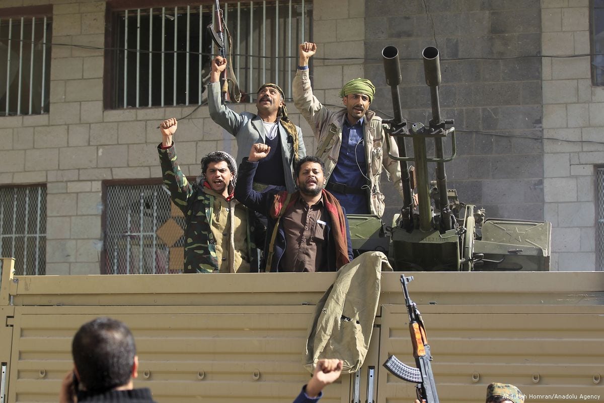 Houthis capture military vehicles in Sanaa, Yemen on 4 December 2017 [Abdullah Homran/Anadolu Agency]