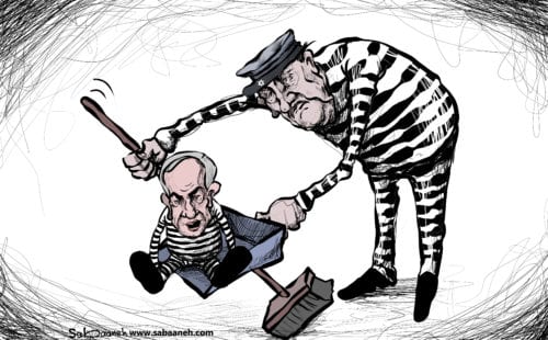 Netanyahu's corruption scandal - Cartoon [Sabaaneh/MiddleEastMonitor]