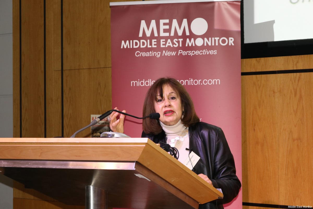 Dr Ghada Karmi seen at Middle East Monitor's 'Jerusalem: Legalising the Occupation' conference in London, UK on 3 March, 2018 [Jehan Alfarra/Middle East Monitor]