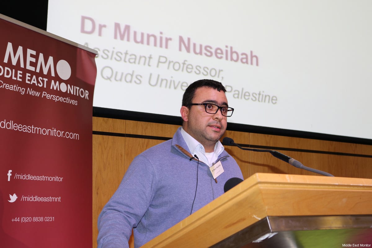 Dr Munir Nuseibah seen at Middle East Monitor's 'Jerusalem: Legalising the Occupation' conference in London, UK on 3 March, 2018 [Jehan Alfarra/Middle East Monitor]