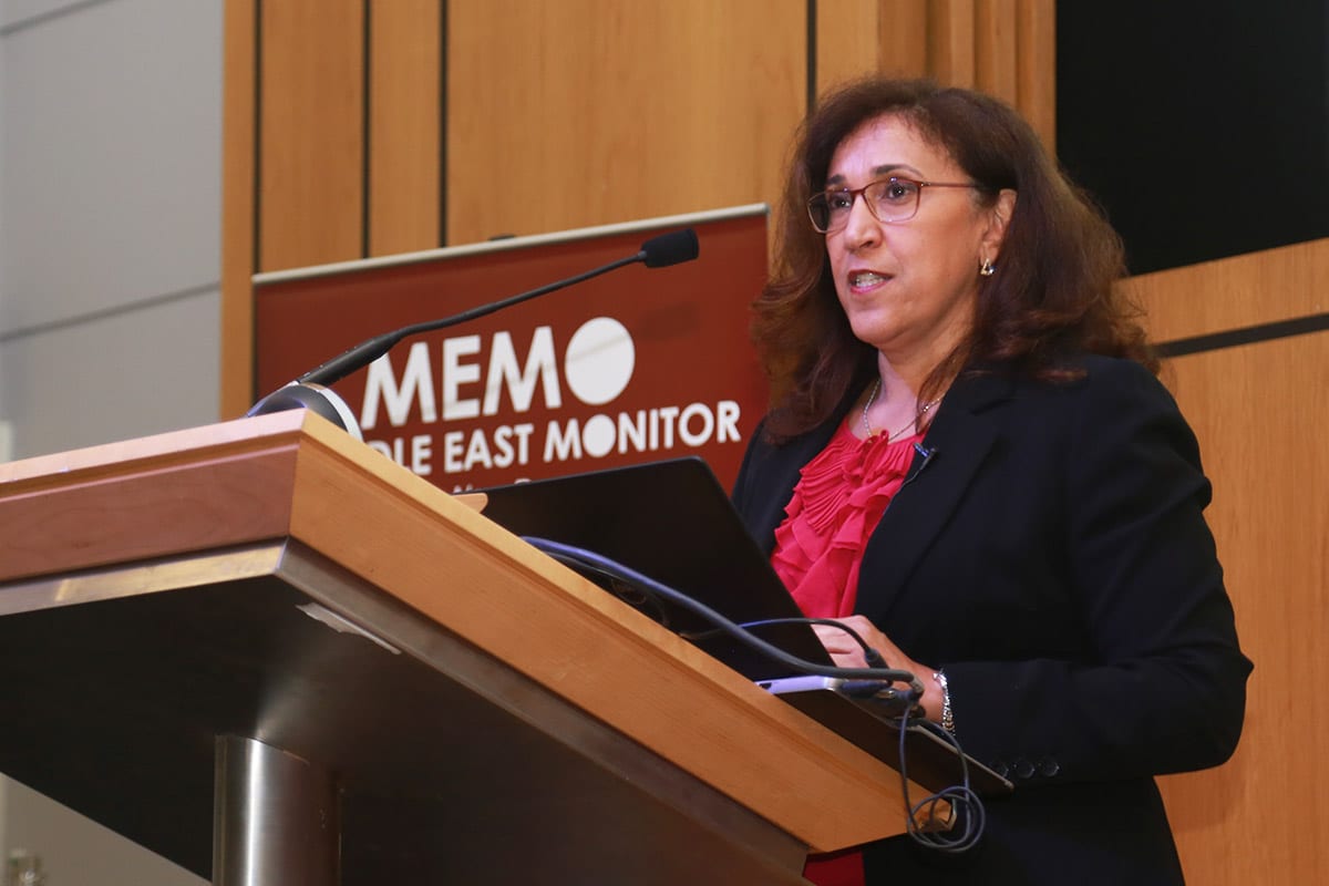 Prof Madawi Al-Rasheed, at MEMO's 'Saudi in Crisis' conference, on November 19, 2017 [Middle East Monitor]