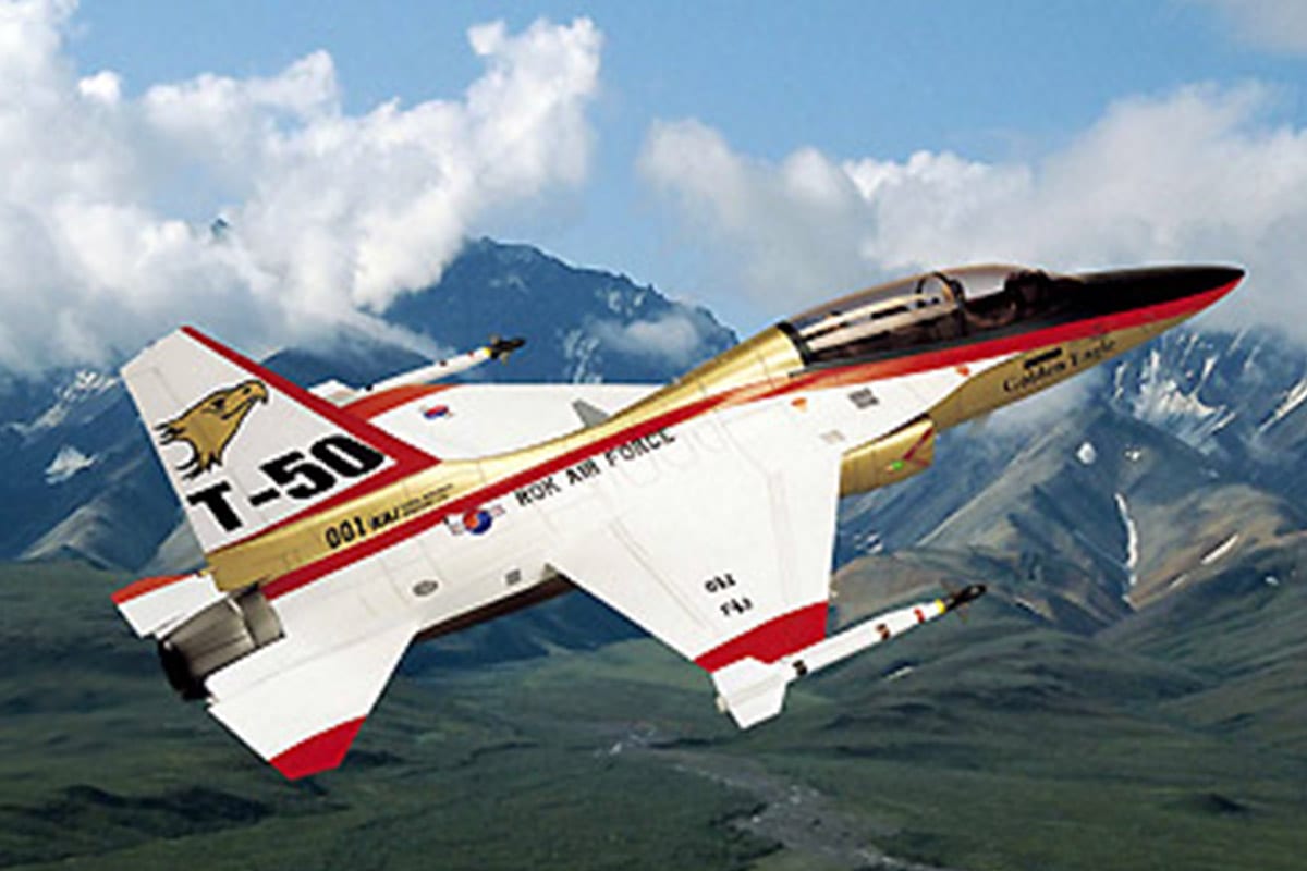 The T-50 Golden Eagle advanced jet trainer and light attack aircraft is being built for the Republic of Korea Air Force [Wikipedia]