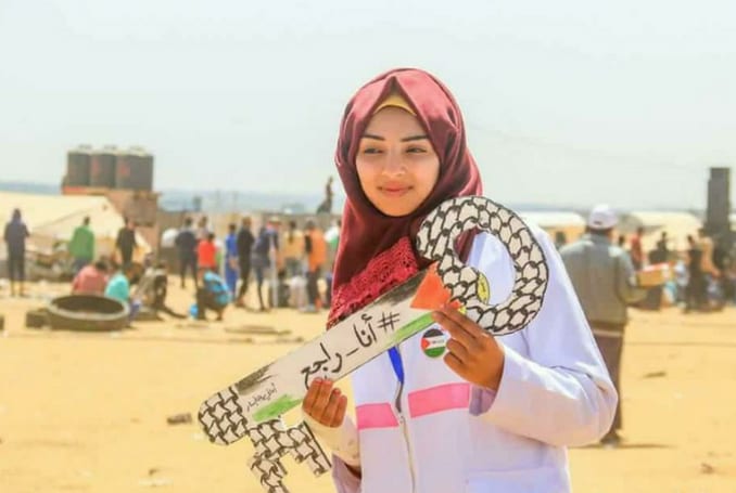 The paramedic Razan al-Najjar, who was killed by an Israeli sniper at the Gaza border on 1 June, 2018 [Twitter]