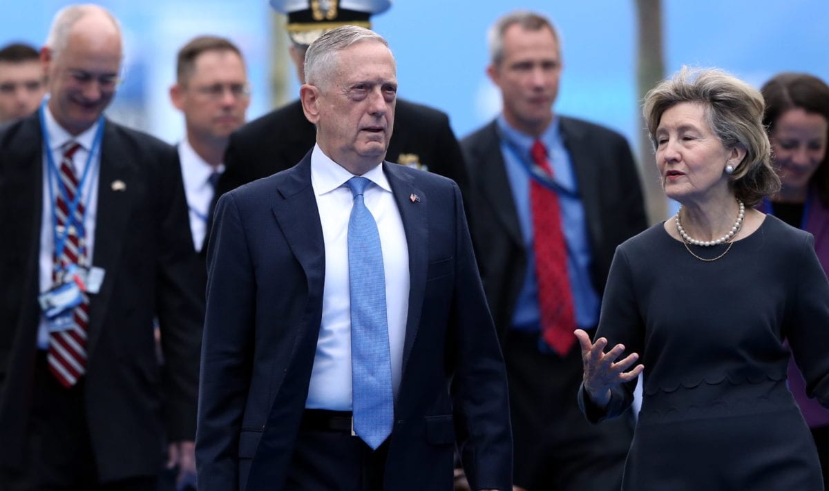 U.S. Secretary of Defense James Mattis (C) arrives on the second day of 2018 NATO (North Atlantic Treaty Organization) Summit at NATO headquarters on 12 July, 2018 in Brussels, Belgium [Dursun Aydemir/Anadolu Agency]