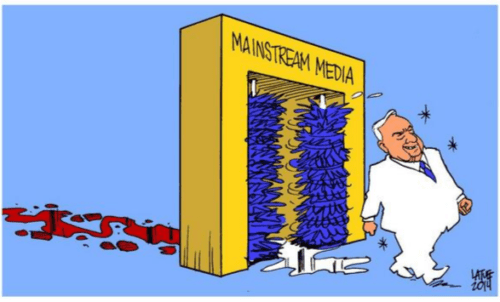 Mainstream Media turn a blind eye on Netanyahu's crime - Cartoon by Carlos Latuff