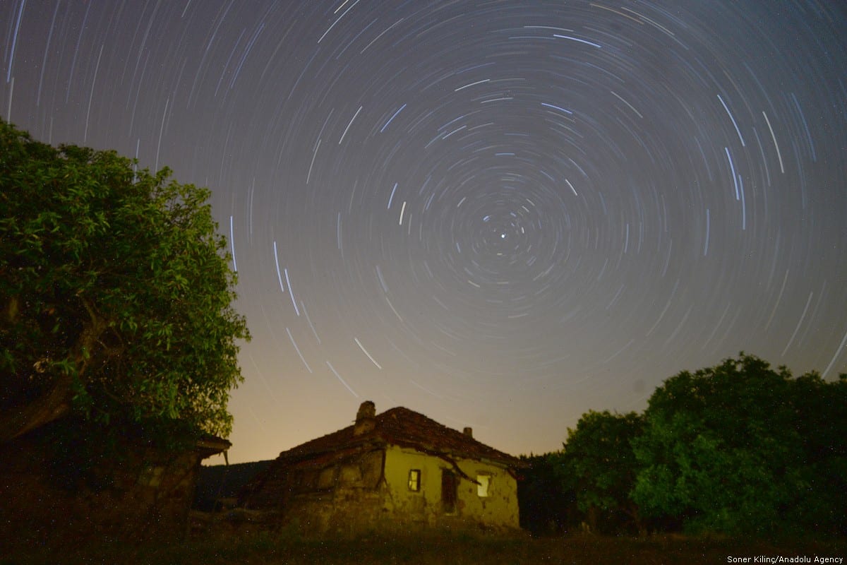 The sky is full of stars at Murat Mountain in Usak district of Turkey on 13 July 2018 [Soner Kılınç/Anadolu Agency]