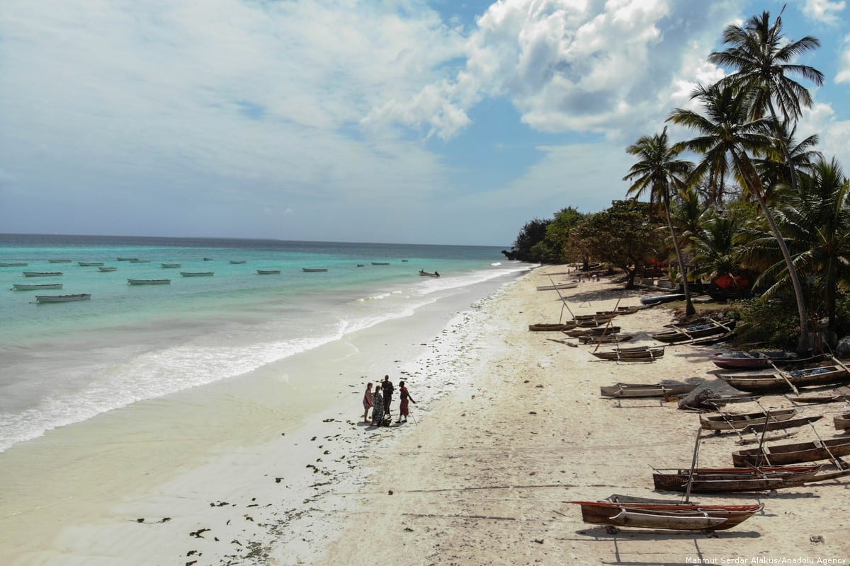 The white sandy shore in the Indian Ocean in Zanzibar, Tanzania on 23 August 2018 [Mahmut Serdar Alakuş/Anadolu Agency]