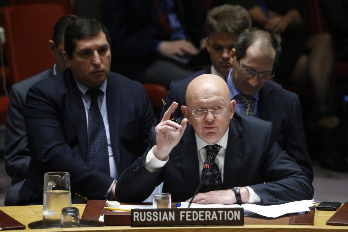 Russian Ambassador to the United Nations Vasily Nebenzya, at the United Nations Headquarters in New York, United States on September 11, 2018 [Atılgan Özdil/Anadolu Agency]