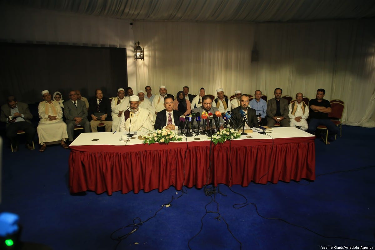 A joint press conference after the national reconciliation initiative was embarked by 'Libya Peace Group' in Tunis, Tunisia on 13 September 2018 [Yassine Gaidi/Anadolu Agency]