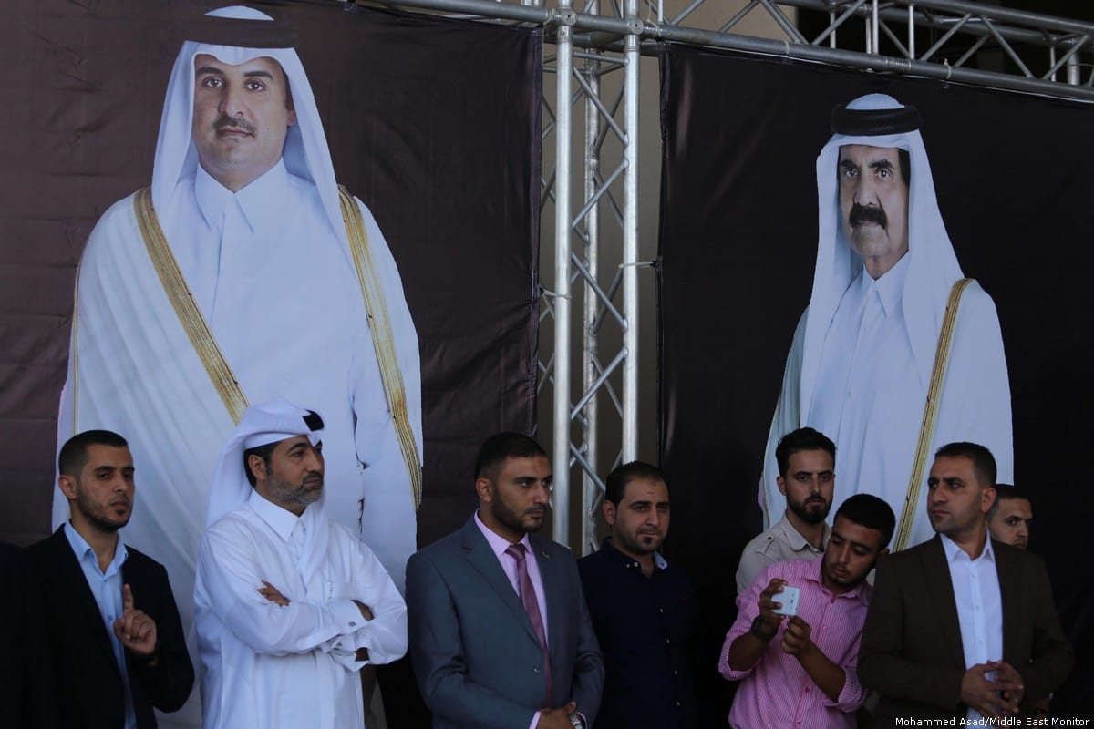 Qatari officials are seen at the opening ceremony of a court in Gaza on 16 September 2018 [Mohammed Asad/Middle East Monitor]