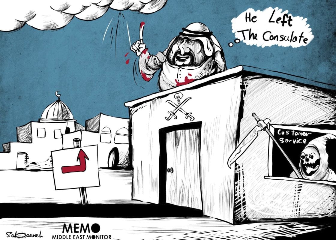 Where is Jamal Khashoggi?... - Cartoon [Sabaaneh/MiddleEastMonitor]