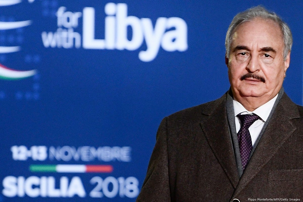 Libya Chief of Staff, Marshall Khalifa Haftar arrives for a conference in Italy on 12 November 2018 [Flippo Monteforte/AFP/Getty Images]