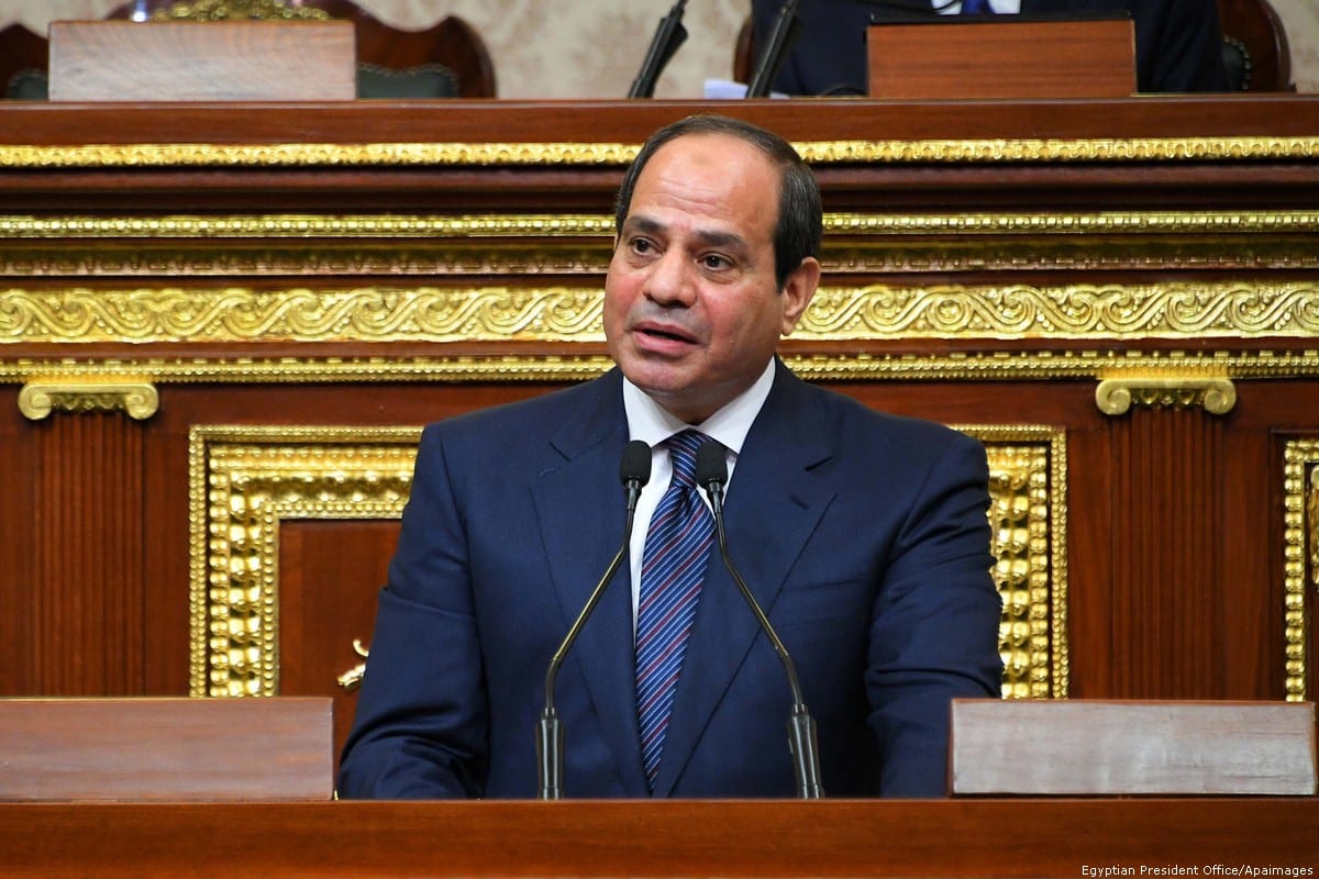 Egyptian President Abdel Fattah Al Sisi at the House of Representatives in Cairo, Egypt on 2 June 2018 [Egyptian President Office/Apaimages]