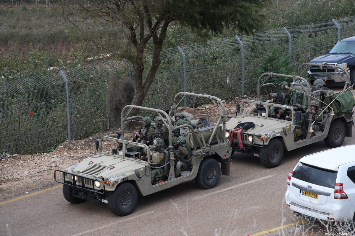 Israeli military vehicles during the operation to 'expose and thwart' cross-border tunnels allegedly dug by Hezbollah along border with Lebanon on 5 December 2018 [Mostafa Alkharouf/Anadolu Agency]