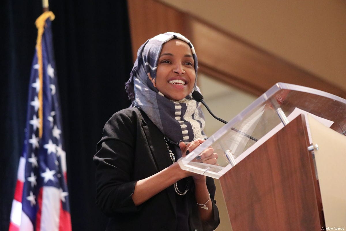 US congresswoman-elect Ilhan Omar of Minnesota delivers a speech at the event that was held by Council on American-Islamic Relations (CAIR) in Washington DC, United States on January 10, 2019 [Safvan Allahverdi / Anadolu Agency ]