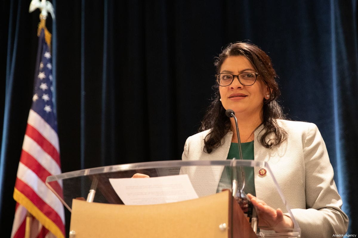 US Congresswoman Rashida Tlaib delivers a speech at the event that was held by Council on American-Islamic Relations (CAIR) in Washington DC, United States on 10 January 2019 [Safvan Allahverdi/Anadolu Agency]