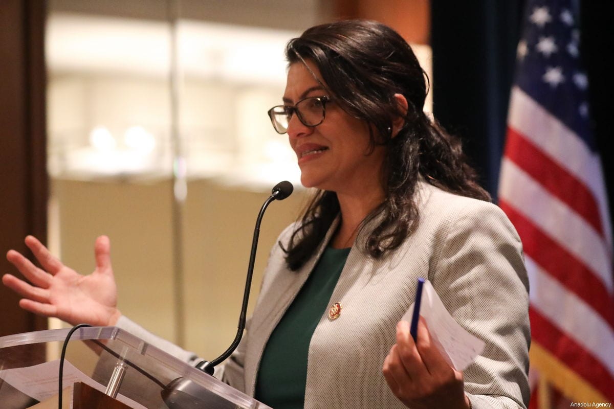 Congresswoman Rashida Tlaib delivers a speech at the event that was held by Council on American-Islamic Relations (CAIR) in Washington DC, United States on 10 January, 2019 [Safvan Allahverdi/Anadolu Agency]