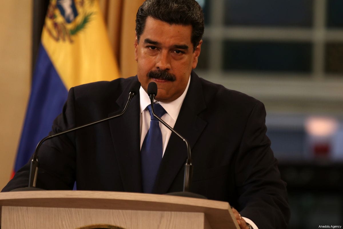 CARACAS, VENEZUELA - FEBRUARY 08: Venezuelan President Nicolas Maduro speaks to press members as he holds a press conference at the Miraflores Palace in Caracas, Venezuela on February 08, 2019. ( Lokman İlhan - Anadolu Agency )